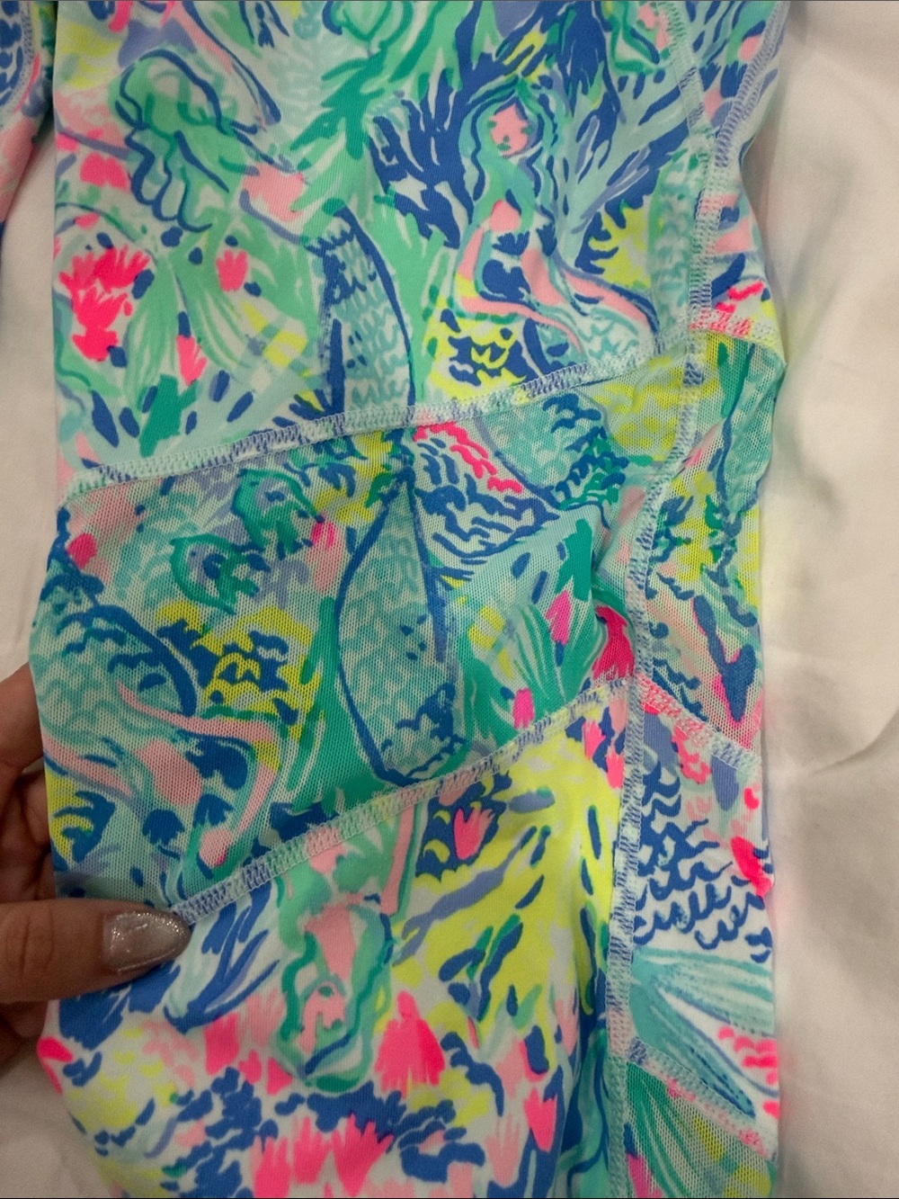 Lilly Pulitzer Neon Coral & Aqua Printed Leggings - Picture 3 of 3